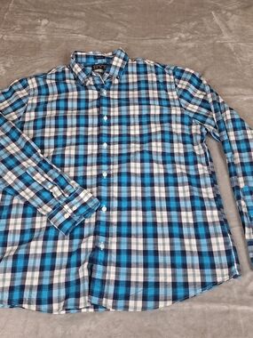Rye Blue, Light Blue and White Plaid Button-Down Shirt